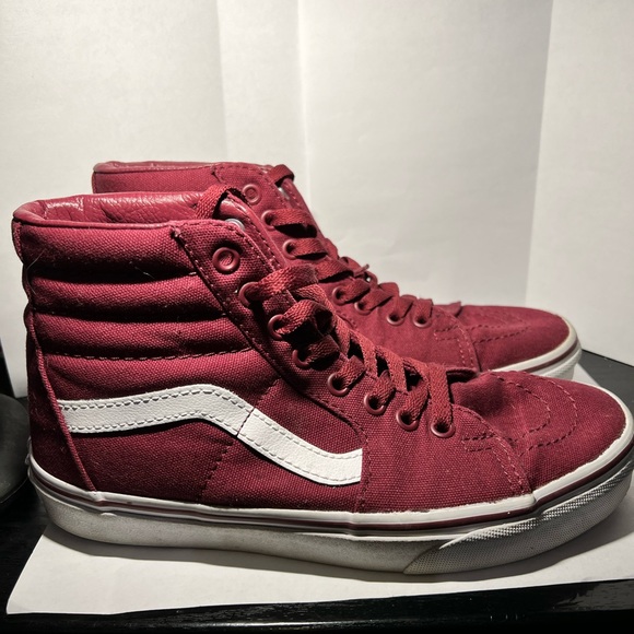 VANS-Maroon (Sz 6.5 Men or 8.0 Women) Canvas High-Top Sneakers - Picture 1 of 6